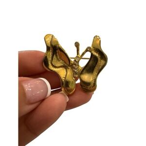 TONA GOLD &‎ RHINESTONES BUTTERFLY PIN BROOCH